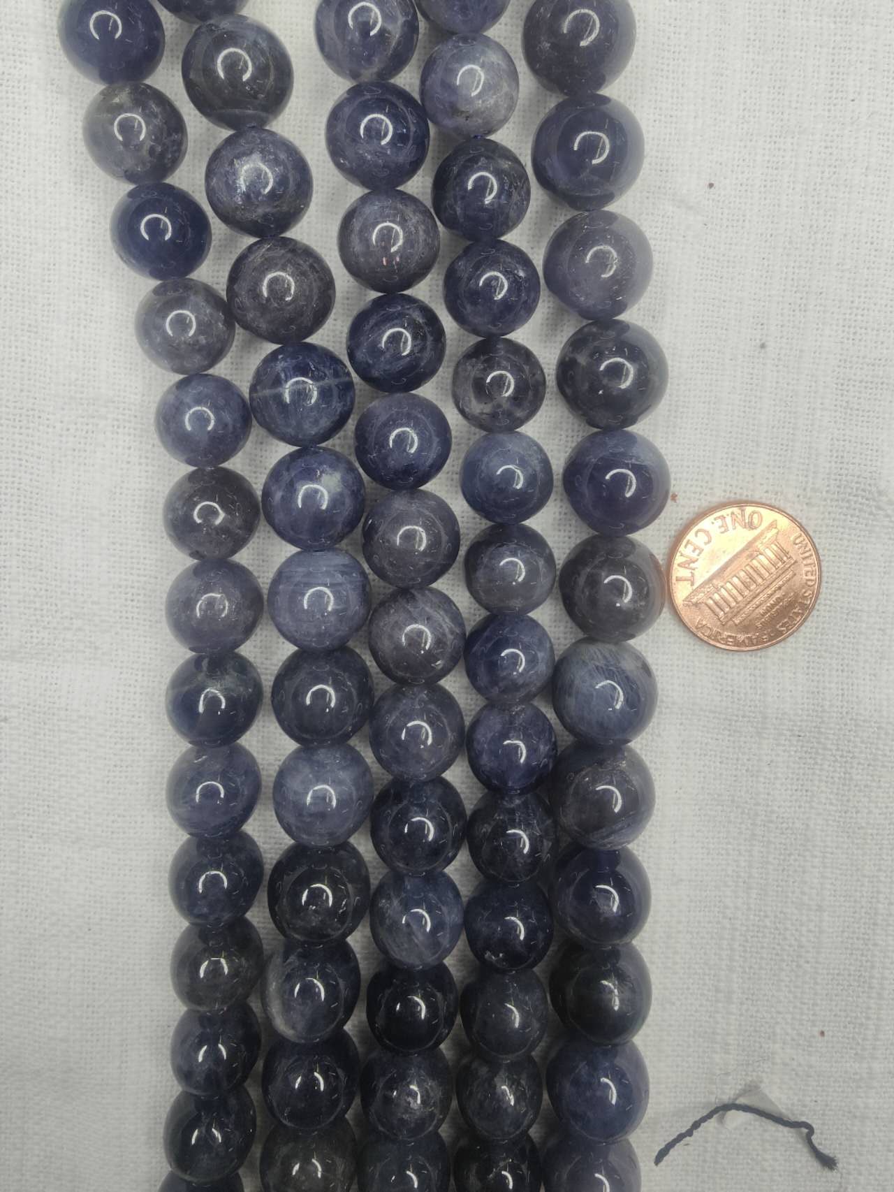 Iolite  12mm 13mm round AA grade beads 15.5"strand