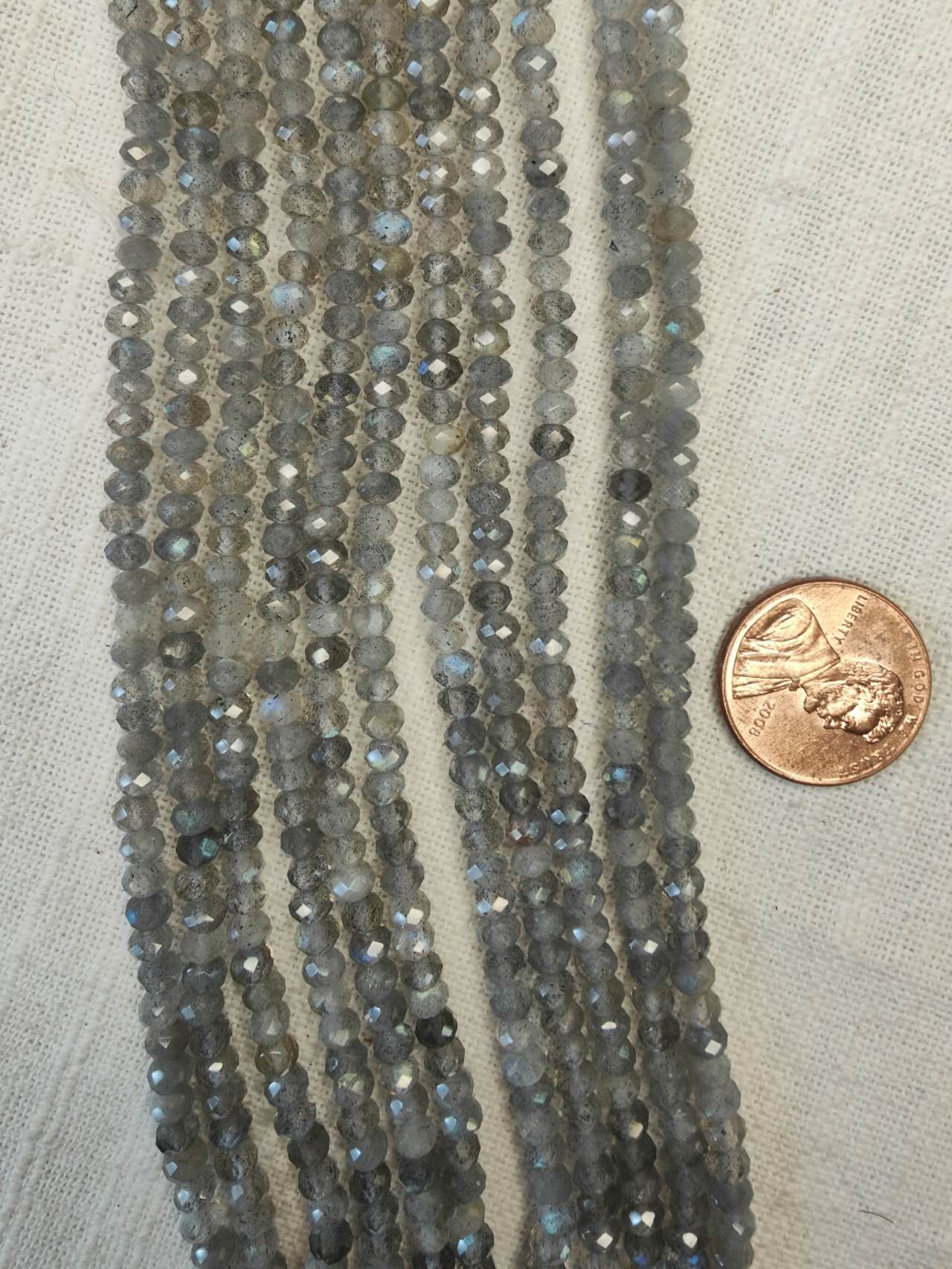 labradorite 3mmx4mm rondelle faceted AAA grade 15.5"strand