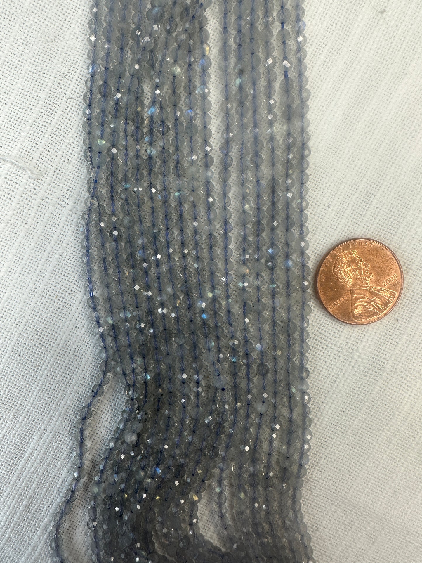 labradorite 3mm round faceted AAA grade 15.5"strand