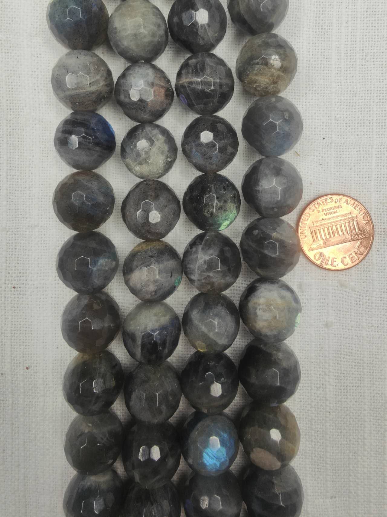 labradorite round 14mm faceted beads  15.5"strand