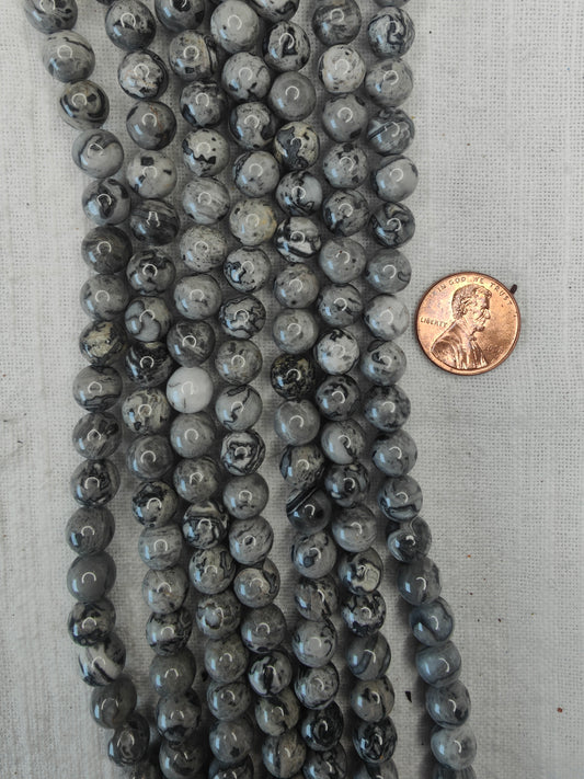 map jasper 8mm round beads 15.5"strand