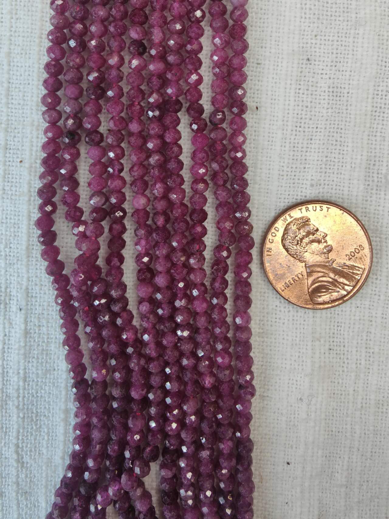 genuine ruby  2mmx3.5mm faceted rondelle beads faceted AAA grade 15.5" strand