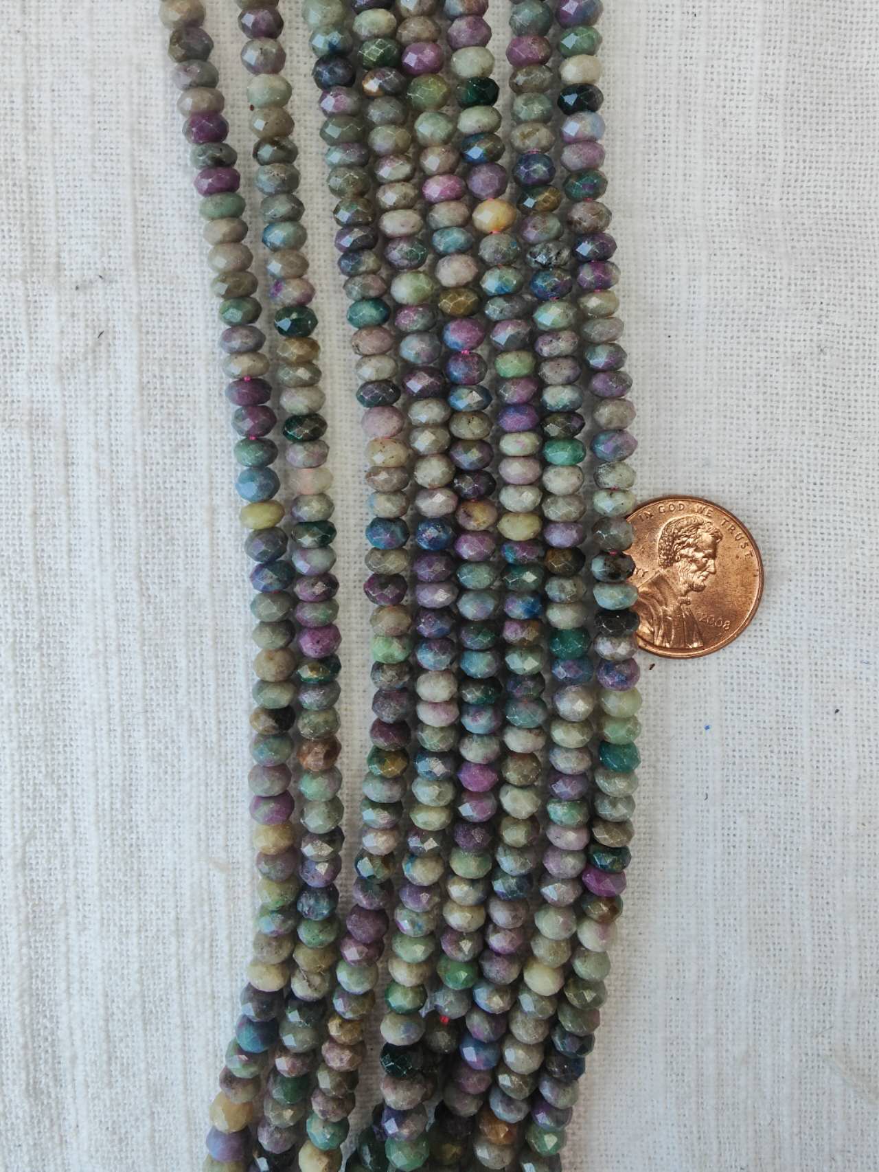 ruby fuschite 3mmx5mm rondelle faceted beads 15.5"strand