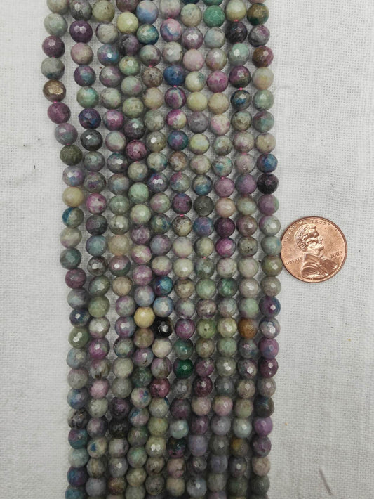 Ruby Fuschite 6mm round faceted beads 15.5"strand