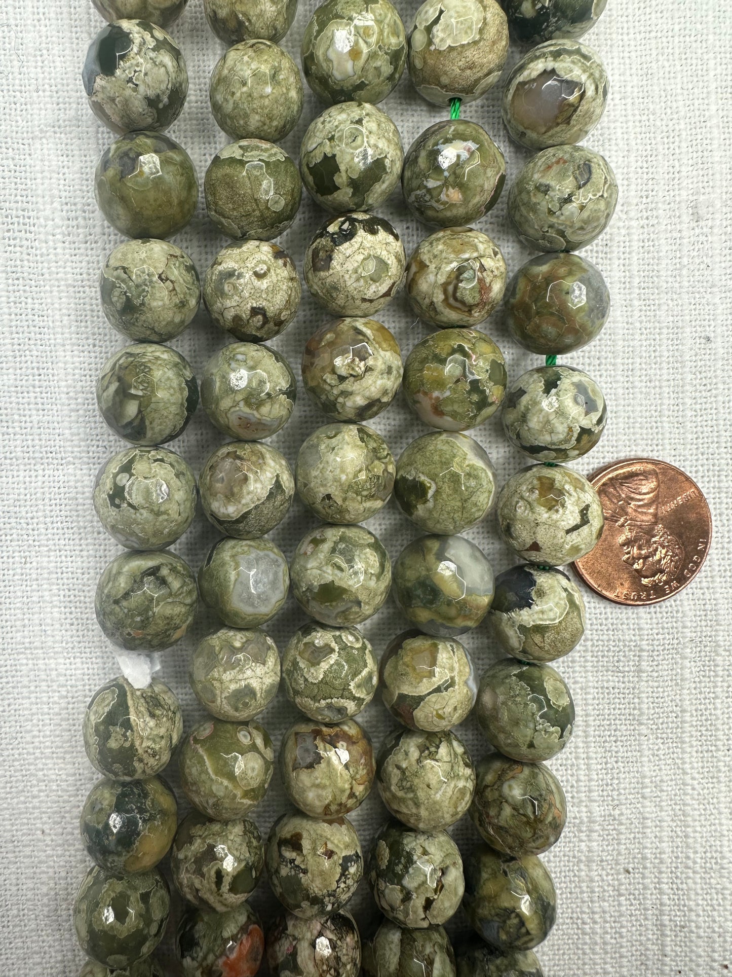 Rainforest Jasper Rhyolite 12mm round faceted beads faceted 15.5"strand