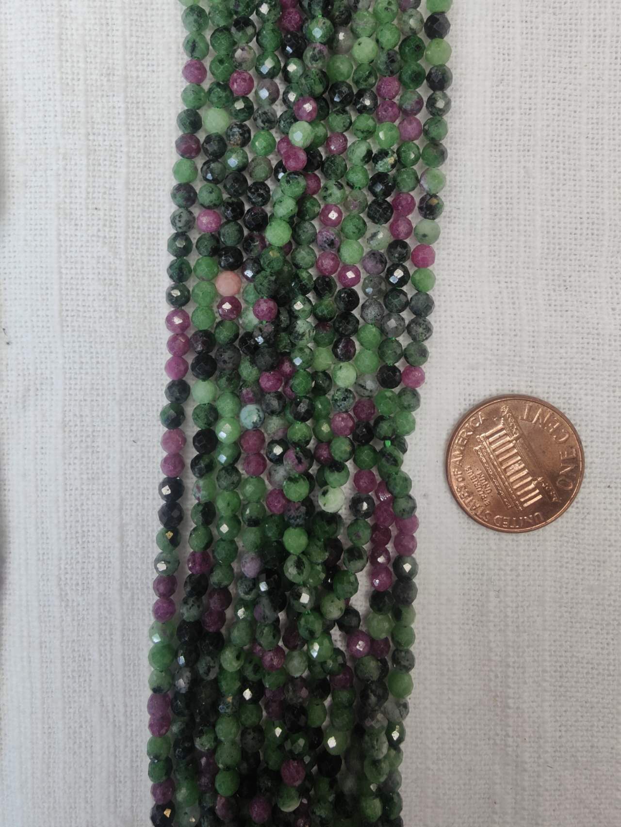 ruby in zoisite 3mm faceted round beads 15.5"strand