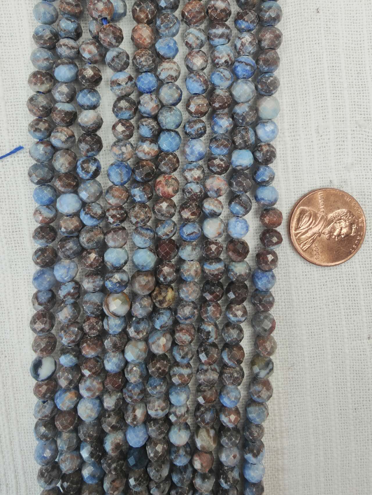Sunset Dumortierite 5.5mm round faceted beads 15.5"strand