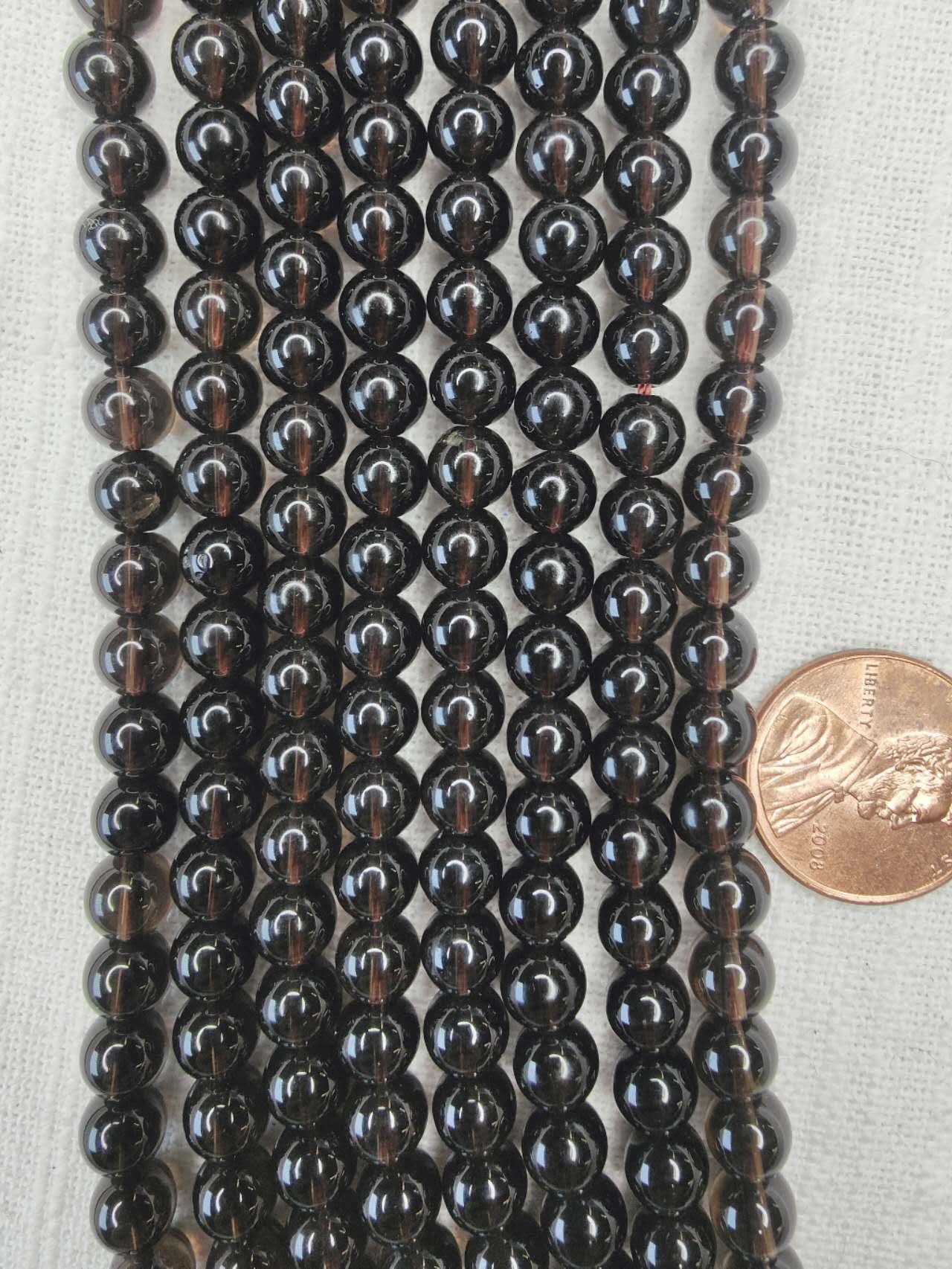 smokey quartz 6.5mm round beads AAA grade 15.5"strand