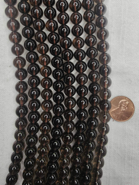 smoky quartz 8mm round beads 15.5"strand
