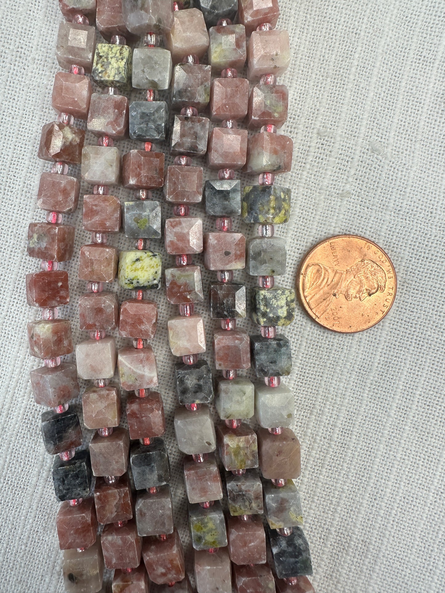 brazil sunstone 7mm cube faceted beads AAA grade 15.5"strand