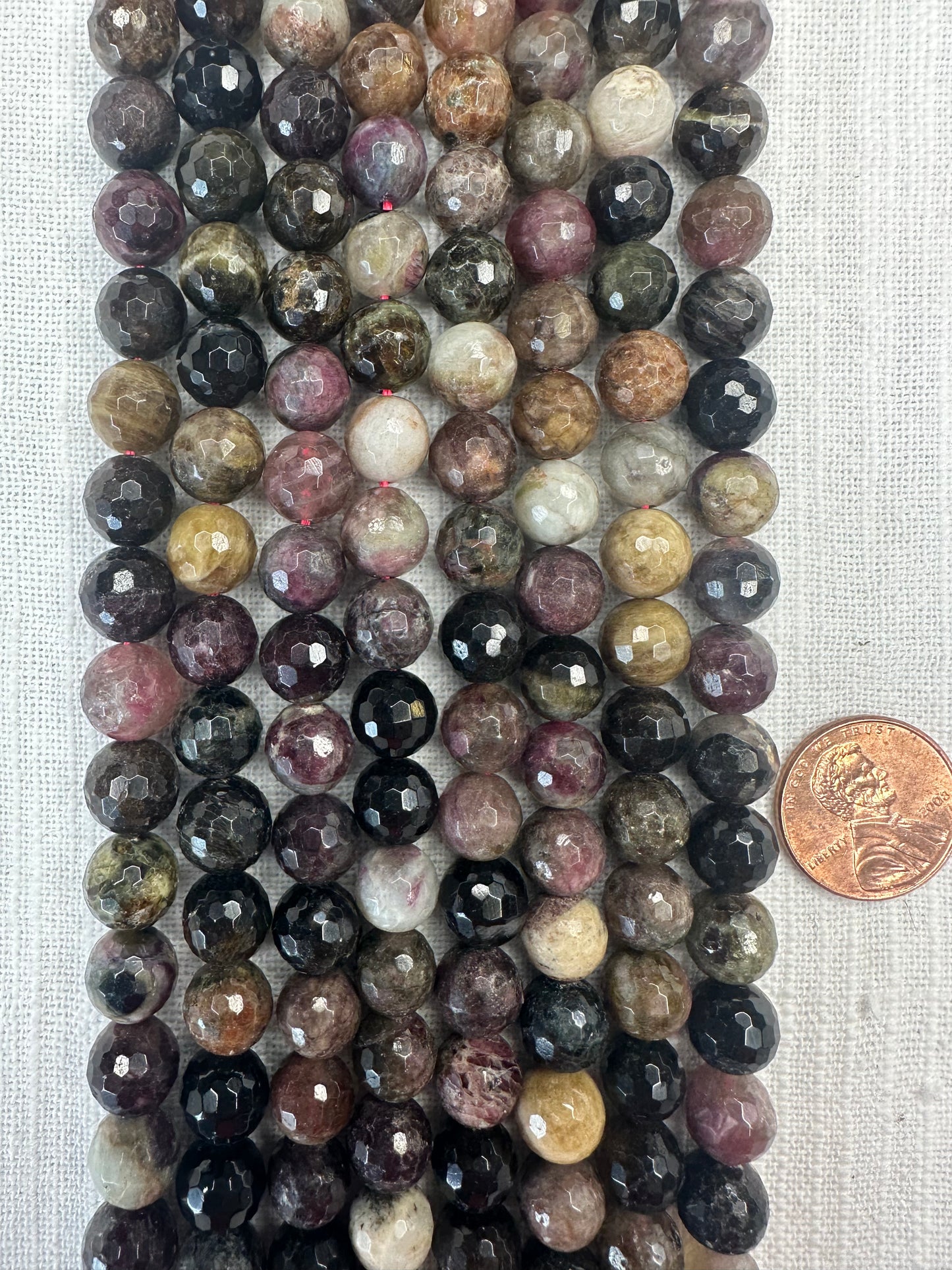 multicolor watermelon tourmaline 9mm faceted round AAA grade beads 15.5"strand