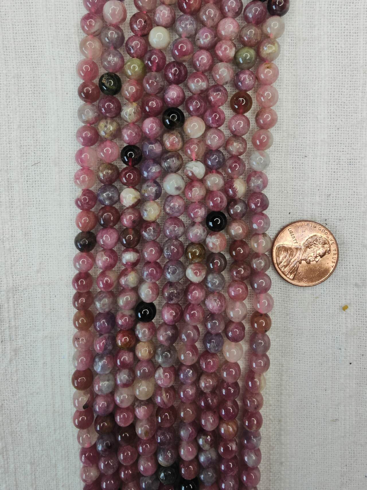 watermelon tourmaline 6mm round beads AAA grade 15.5"strand