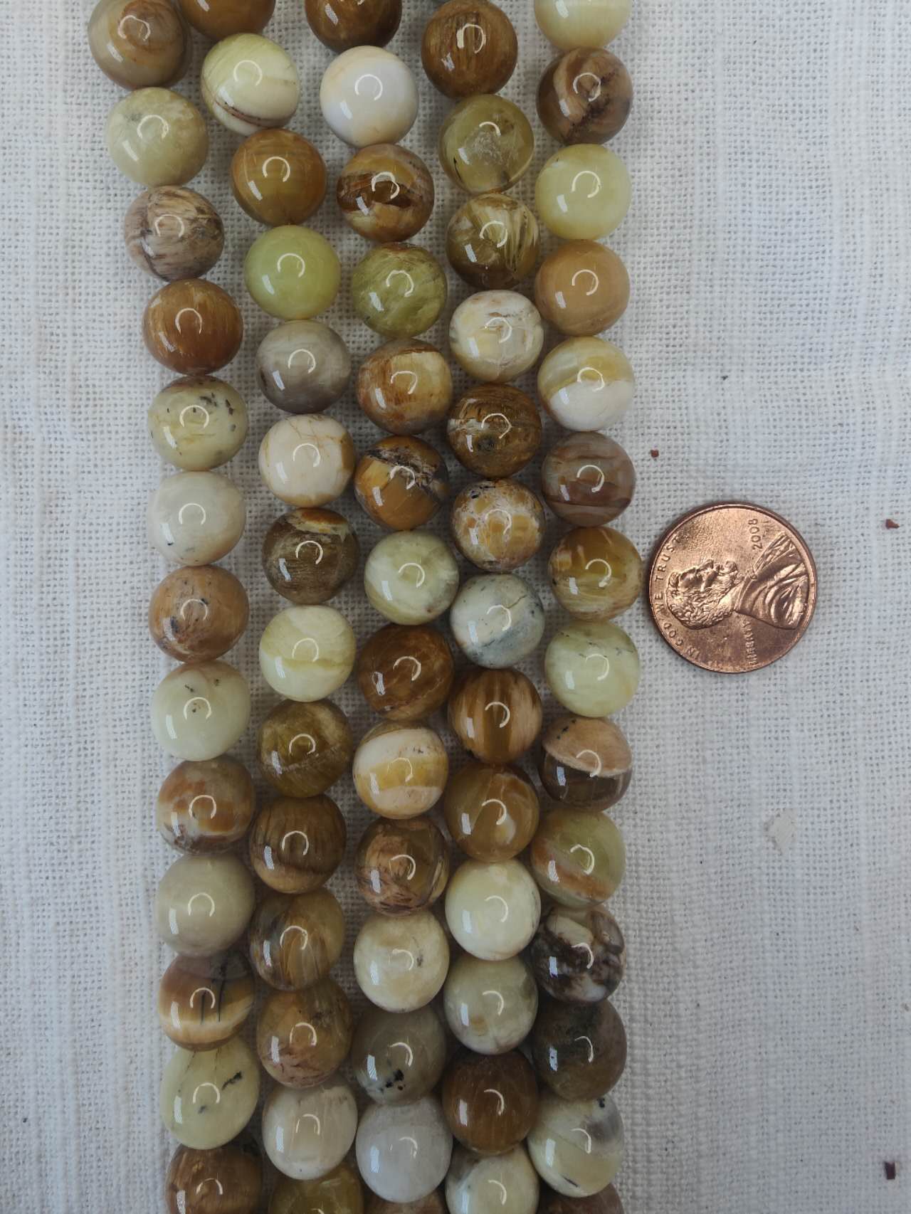 peruvian yellow opal 10mm round beads 15.5"strand
