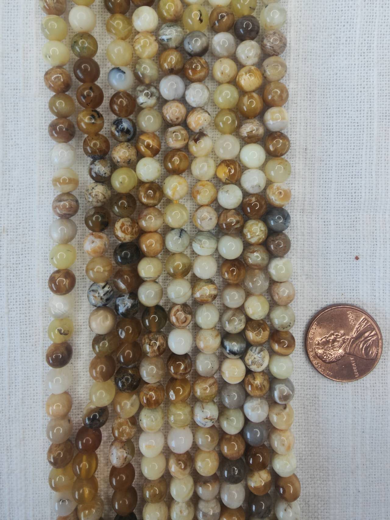 peruvian yellow opal 6mm round beads 15.5"strand