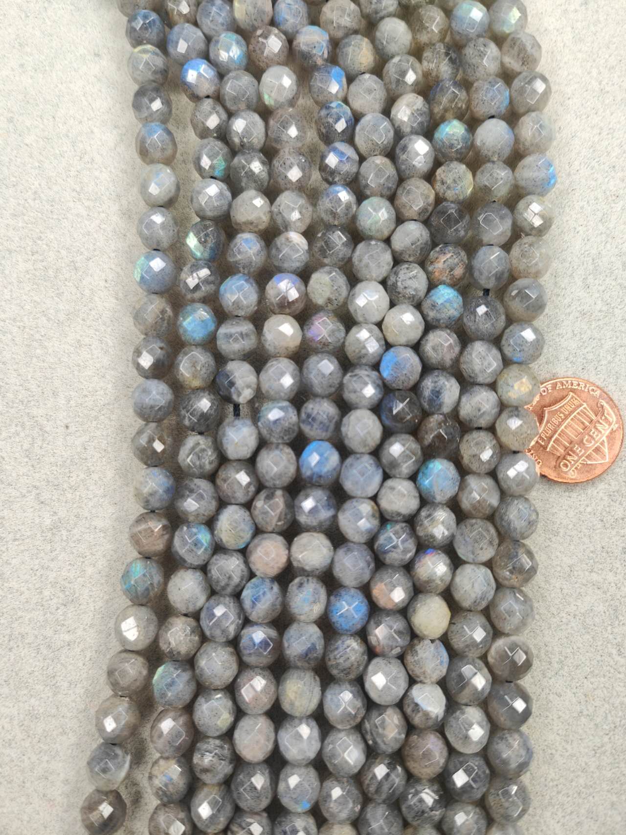 labradorite faceted round 8mm 16"strand