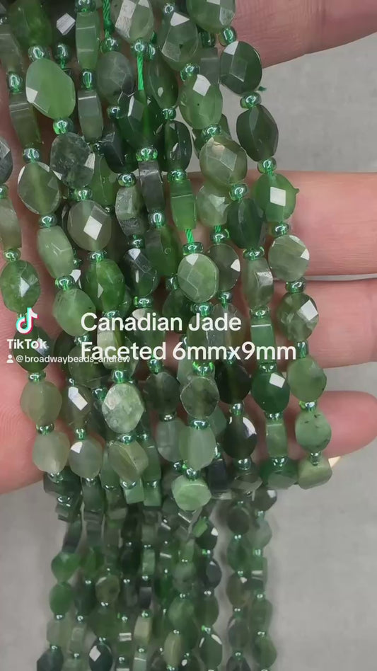 canadian jade oval shape faceted 6mmx9mm 16"strand
