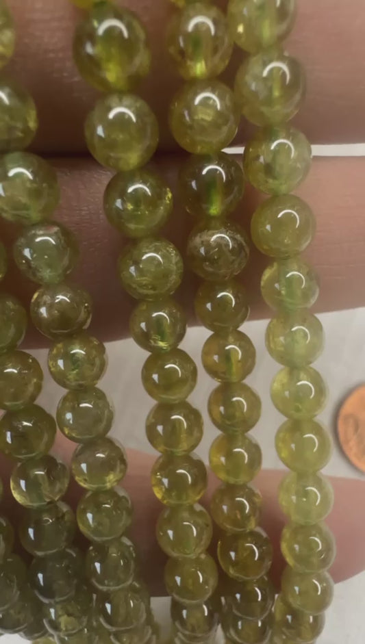 grossular green garnet 5.5mm round beads light color 15.5"strand