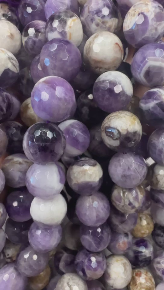 south african cape amethyst 14mm round beads faceted 15.5"strand