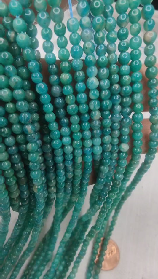 Russian Amazonite 4mm round beads AA grade 15.5"strand