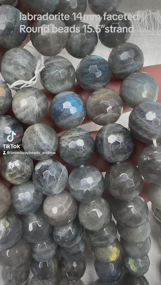 labradorite round 14mm faceted beads  15.5"strand