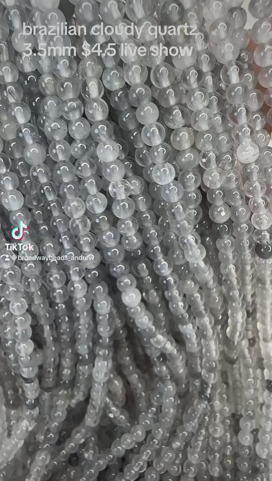 brazilian cloudy quartz 3.5mm round beads AAA grade 15.5"strand