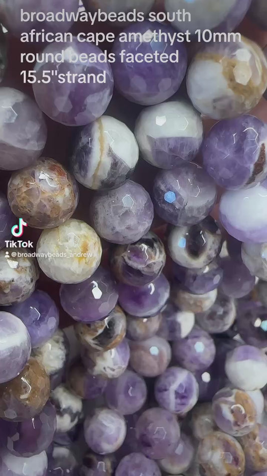 south african cape amethyst 10mm round beads faceted 15.5"strand