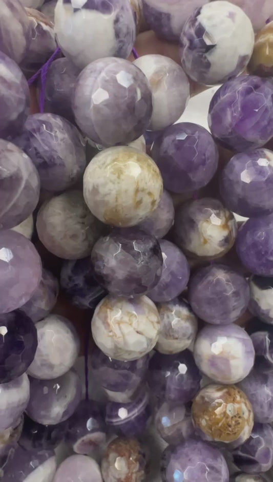 south african cape amethyst 16mm round beads faceted 15.5"strand