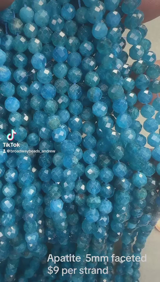 apatite round faceted 5mm 15.5"strand