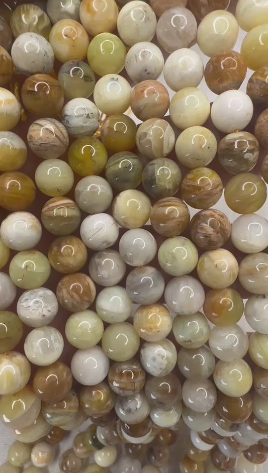 peruvian yellow opal 8mm round beads 15.5"strand