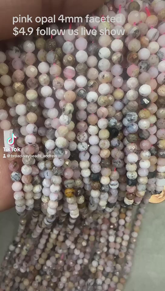 pink opal 4mm round faceted AB grade 16"strand