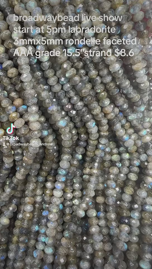 labradorite 3mmx5mm rondelle faceted AAA grade 15.5"strand
