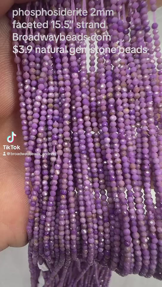 Phosphosiderite  2mm round faceted AAA grade 15.5"strand