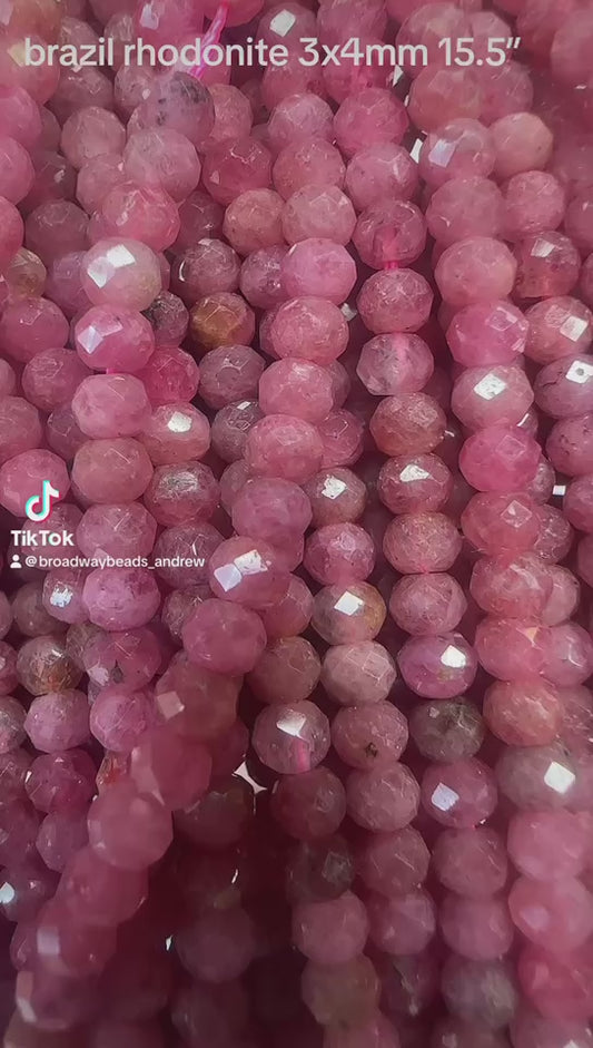 rhodonite 3mmX4mm rondelle shape AAA grade faceted 15.5"strand