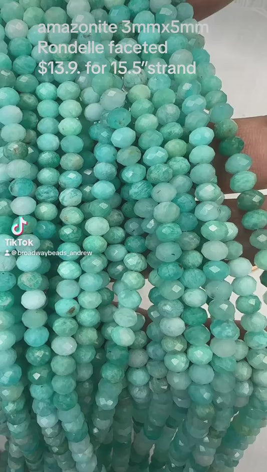 peruvian amazonite 3mmx5mm rondelle faceted 15.5"strand