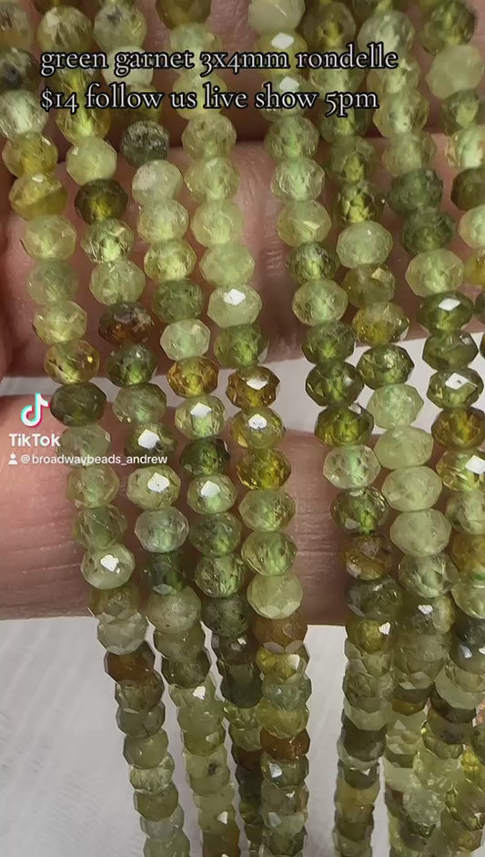 grossular green garnet 3mmx4mm rondelle beads 15.5"strand
